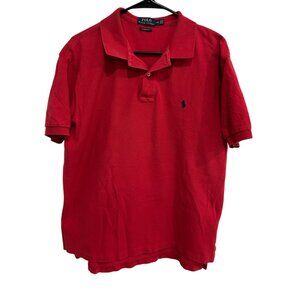 Ralph Lauren Polo Shirt Classic Fit Red Cotton Mens Sz L